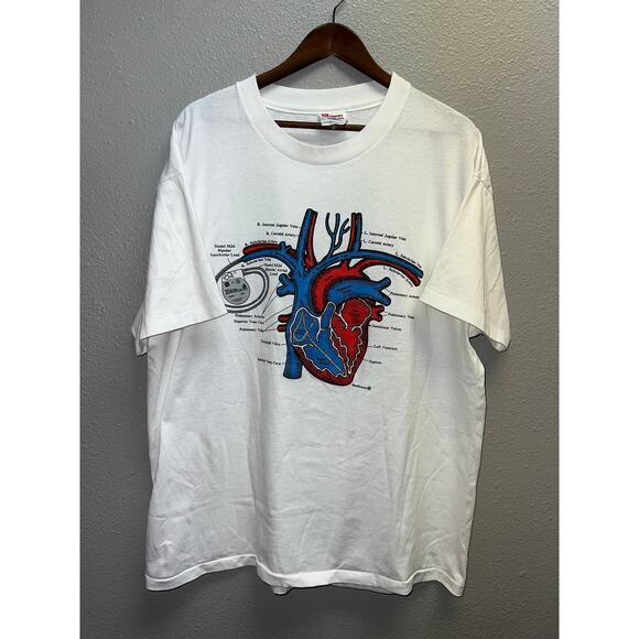 Vintage Medical Anatomy Shirt Thera Science Device Medtronic Heart Tee 90s XL - Picture 1 of 12